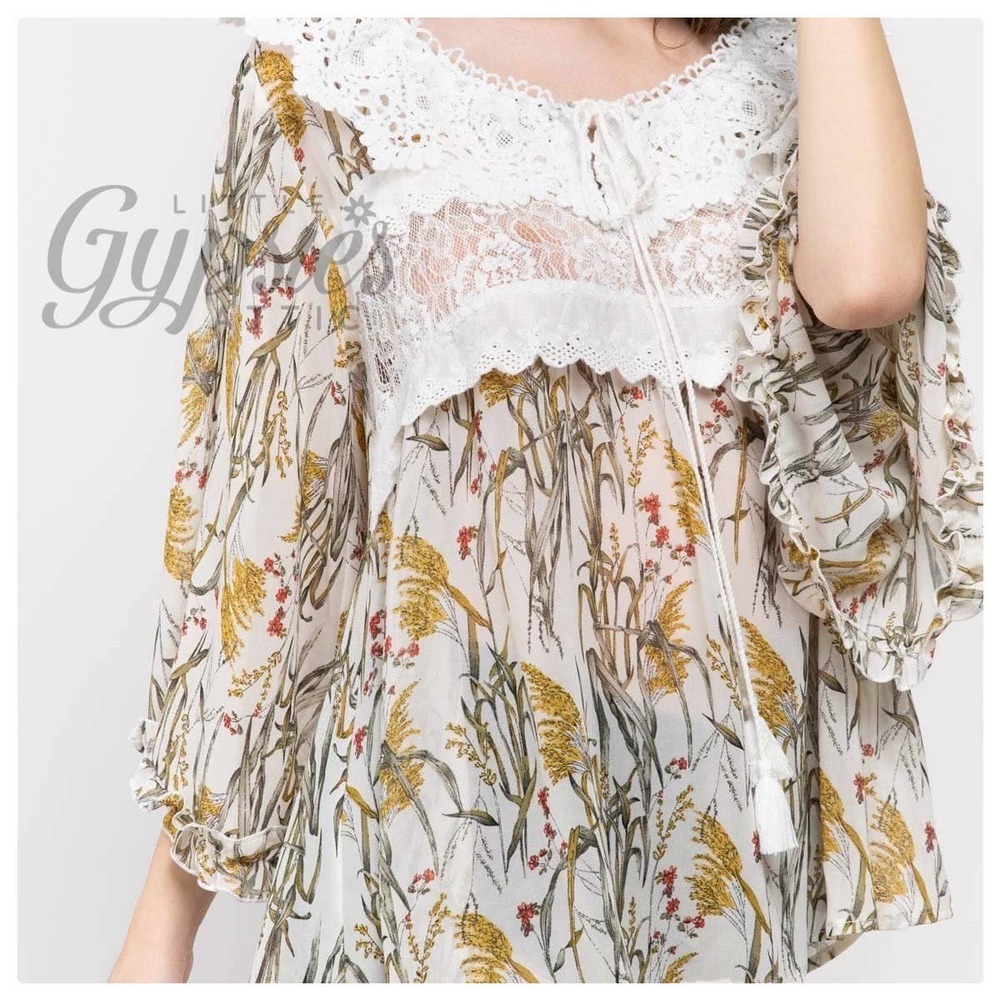 POL Babydoll Autumn Flowers and Lace Top - Picture 8 of 12